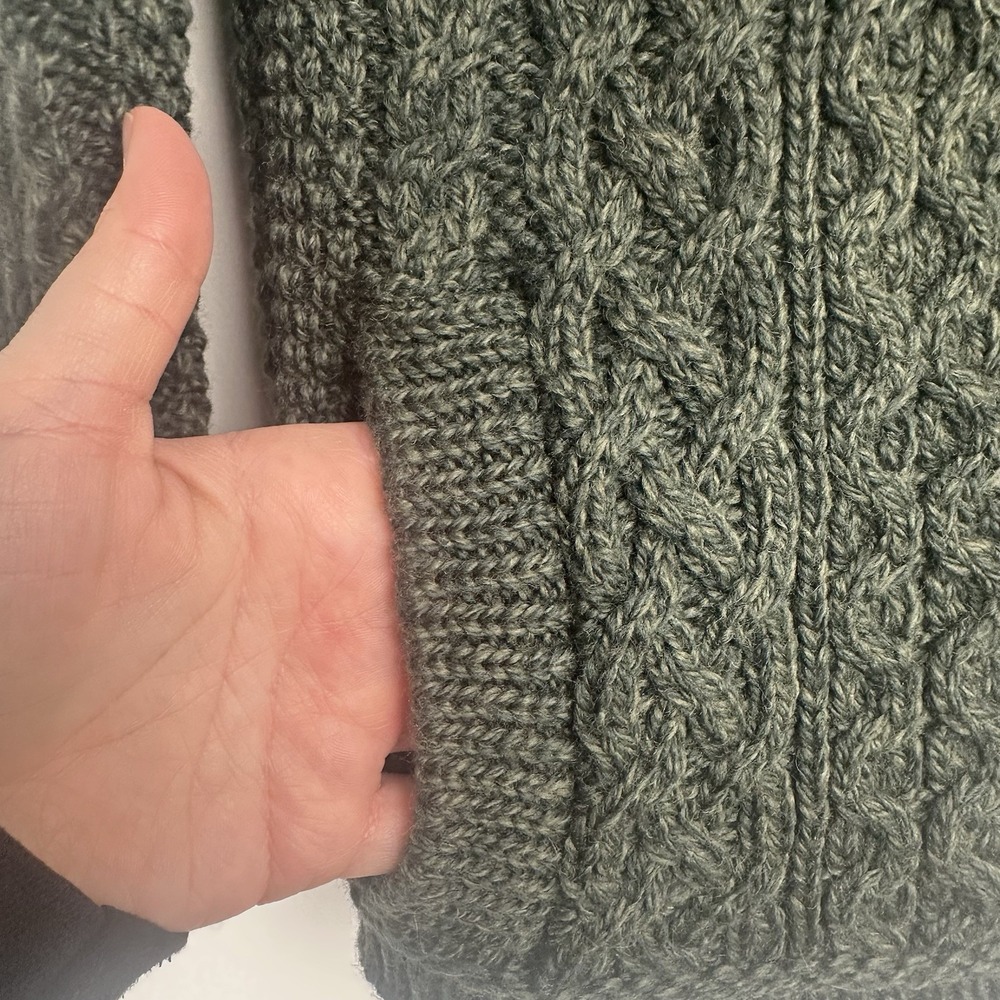 Aran Crafts Women's Cardigan Size Small Green Wool Ireland Cable Knit Fisherman - Picture 4 of 10
